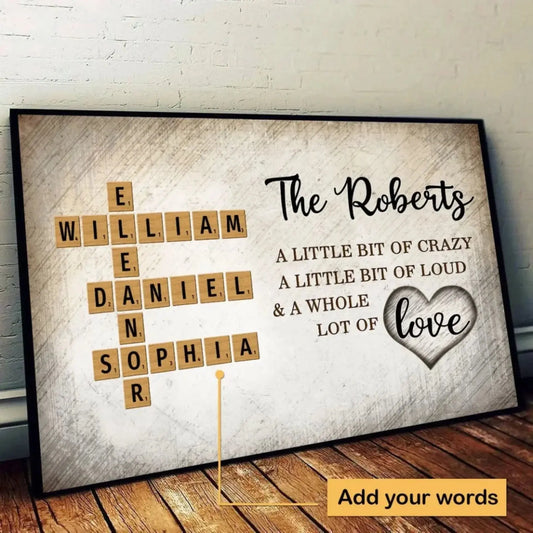 Family Name Scrabble Tile Art – Personalized Poster/Canvas – Unique Custom Gift Celebrating Family Love & Memories  Ezcustomize
