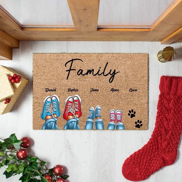 Family Shoes – Personalized Doormat – Unique Custom Gift for Families & Home Décor