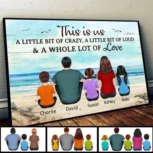Family Sitting at the Beach – Personalized Back View Landscape Horizontal Poster – Custom Gift for Family, Parents, or Grandparents  Ezcustomize