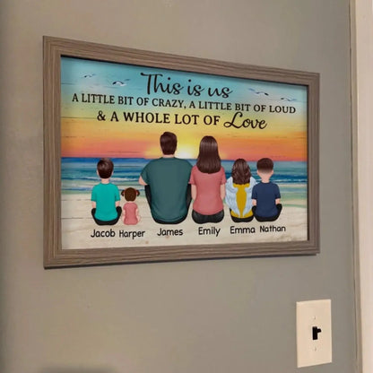Family Sitting at the Beach – Personalized Back View Landscape Horizontal Poster – Custom Gift for Family, Parents, or Grandparents  Ezcustomize