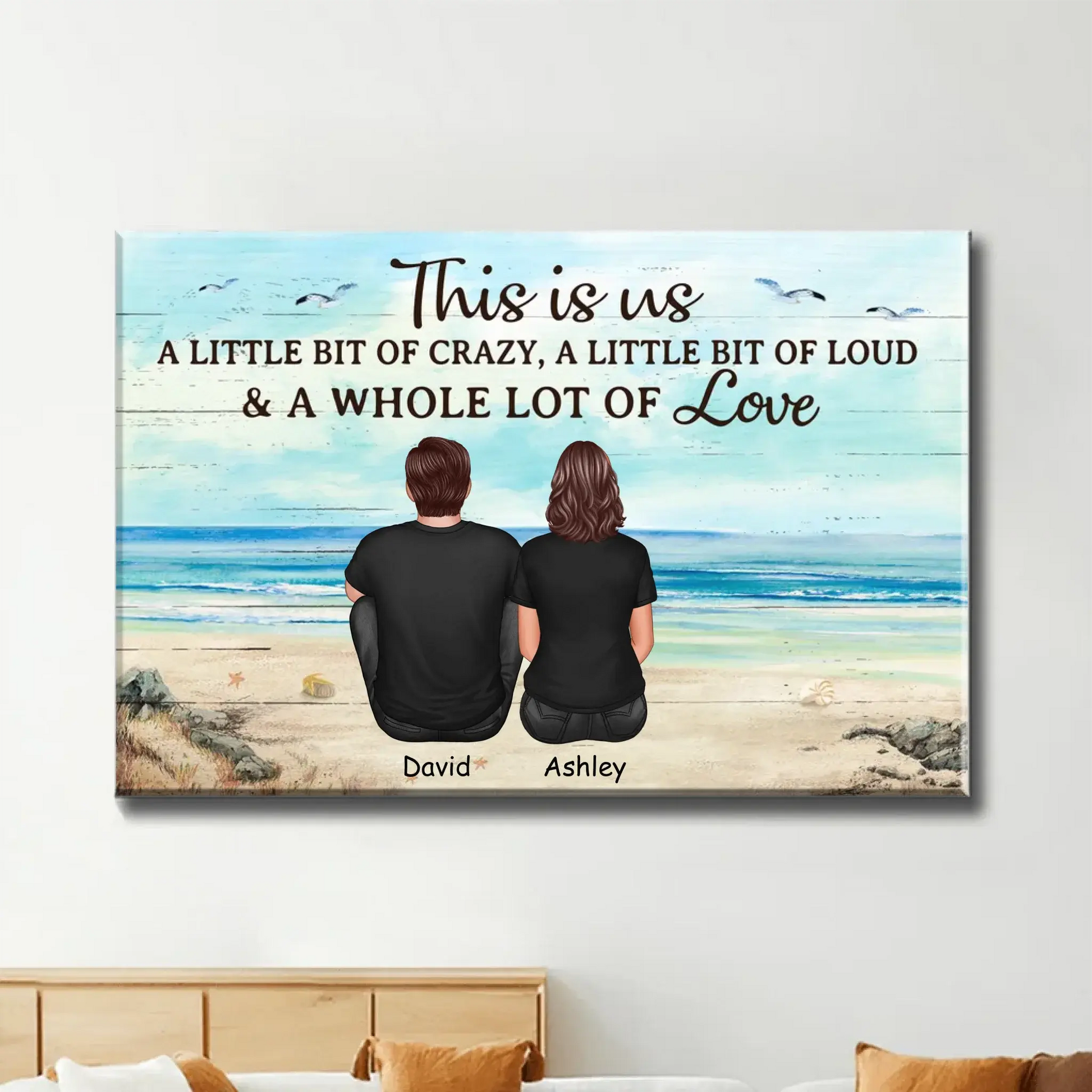 Family Sitting at the Beach – Personalized Back View Landscape Horizontal Poster – Custom Gift for Family, Parents, or Grandparents  Ezcustomize