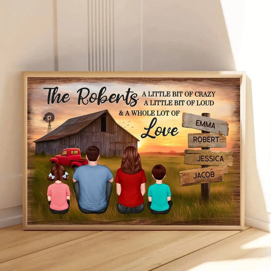 Family Wood Sign with Sunset Farmhouse Scene – Personalized Poster/Canvas – Gift for Dad, Husband & Grandpa  Ezcustomize