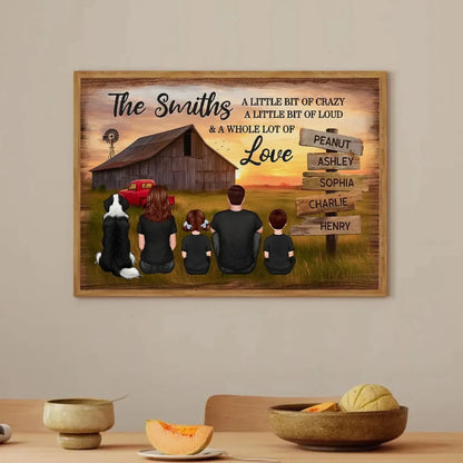 Family Wood Sign with Sunset Farmhouse Scene – Personalized Poster/Canvas – Gift for Dad, Husband & Grandpa  Ezcustomize