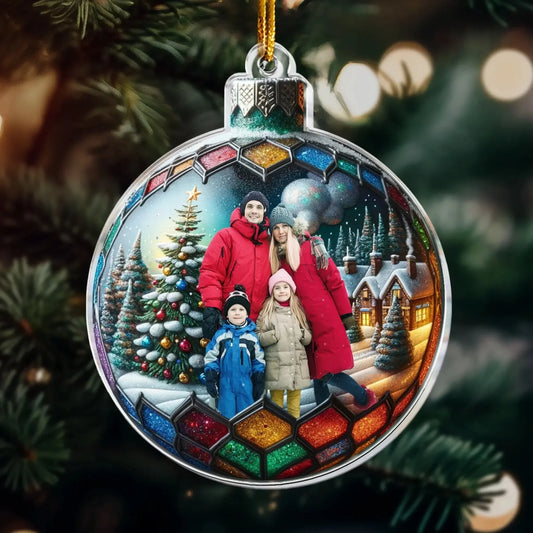 Family in Christmas Ball – Custom Photo Acrylic Ornament – Personalized Holiday Keepsake & Heartwarming Christmas Gift for Families & Loved Ones  Ezcustomize