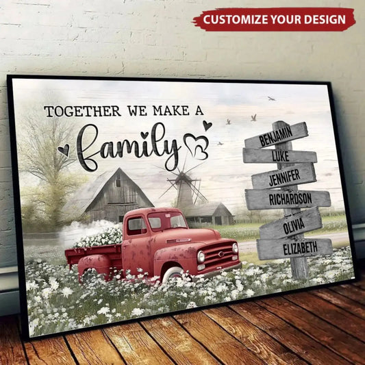 Farmhouse Old Truck Design – Personalized Family Poster – Rustic Wall Art & Meaningful Custom Gift for Parents, Grandparents & Loved One  Ezcustomize
