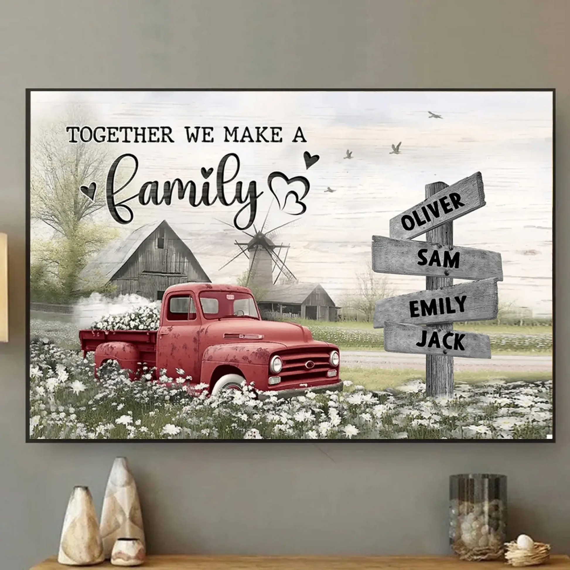 Farmhouse Old Truck Design – Personalized Family Poster – Rustic Wall Art & Meaningful Custom Gift for Parents, Grandparents & Loved One  Ezcustomize