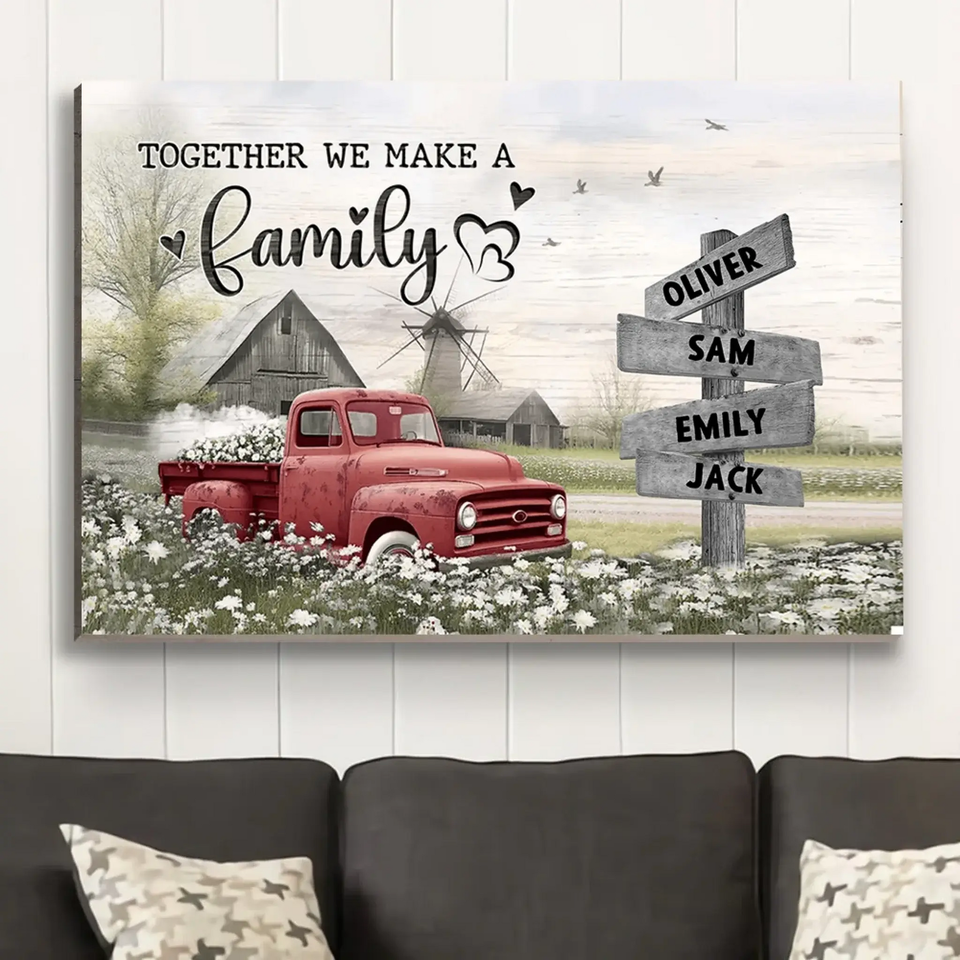 Farmhouse Old Truck Design – Personalized Family Poster – Rustic Wall Art & Meaningful Custom Gift for Parents, Grandparents & Loved One  Ezcustomize