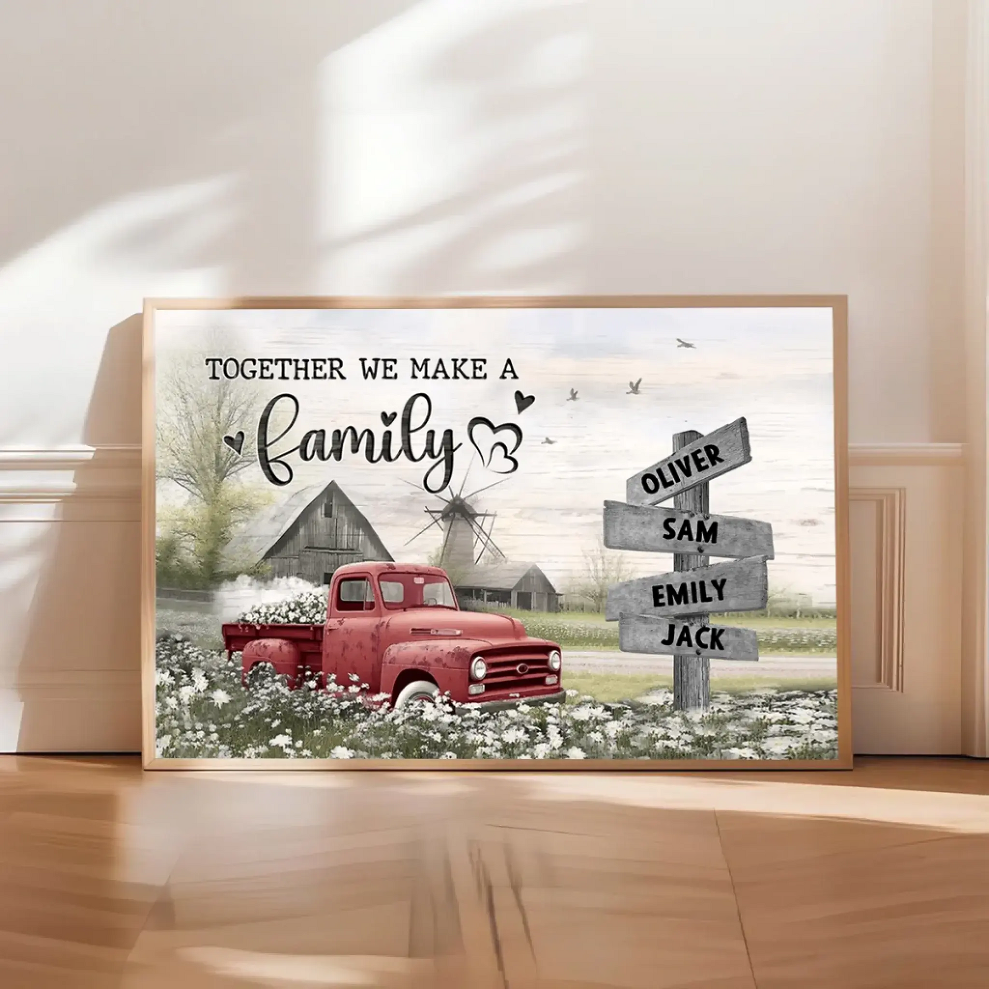 Farmhouse Old Truck Design – Personalized Family Poster – Rustic Wall Art & Meaningful Custom Gift for Parents, Grandparents & Loved One  Ezcustomize