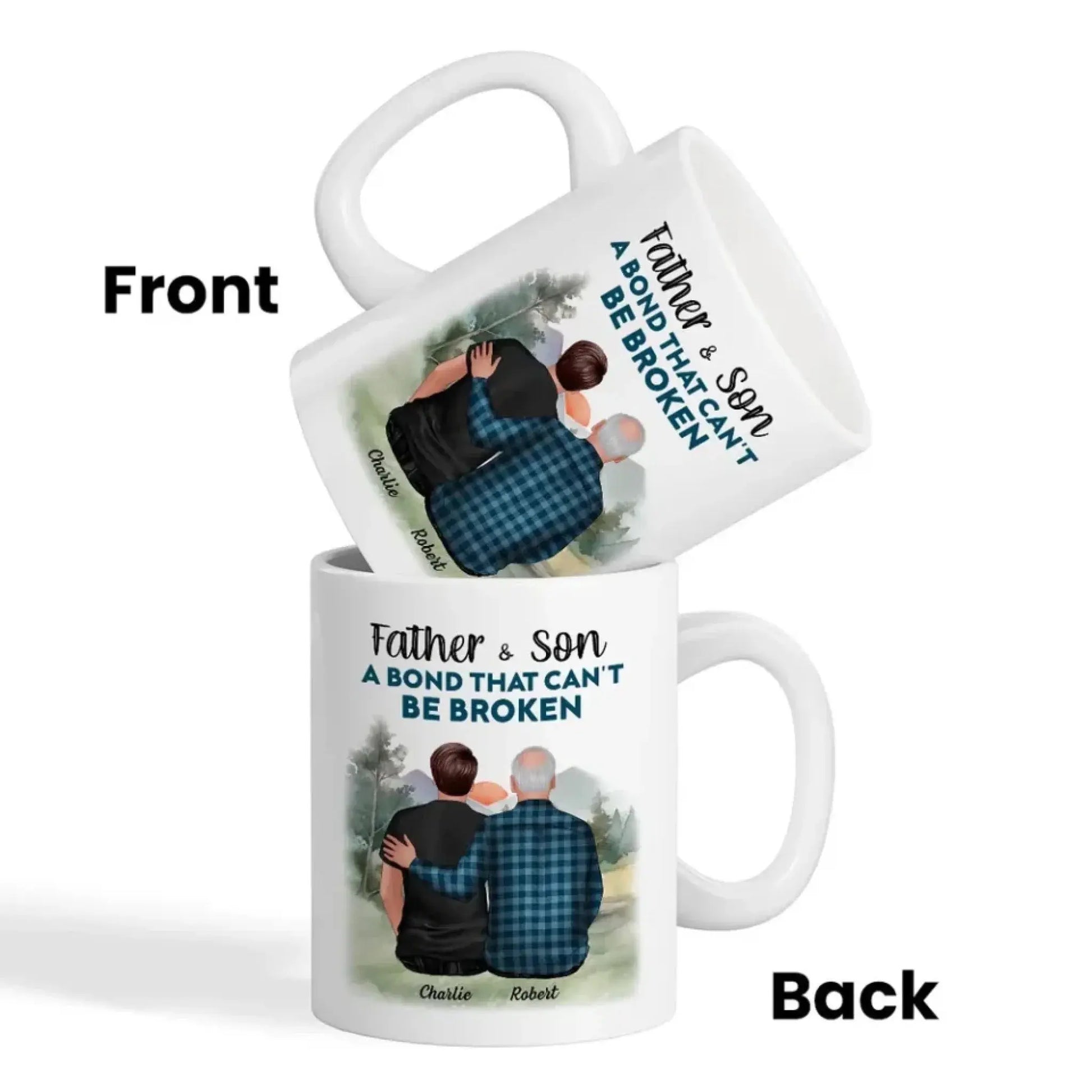 Father & Son “A Bond That Can’t Be Broken” Personalized Mug – Custom Name Gift for Dad from Son  Ezcustomize