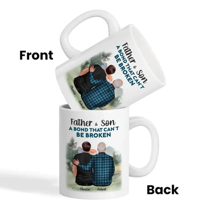 Father & Son “A Bond That Can’t Be Broken” Personalized Mug – Custom Name Gift for Dad from Son  Ezcustomize