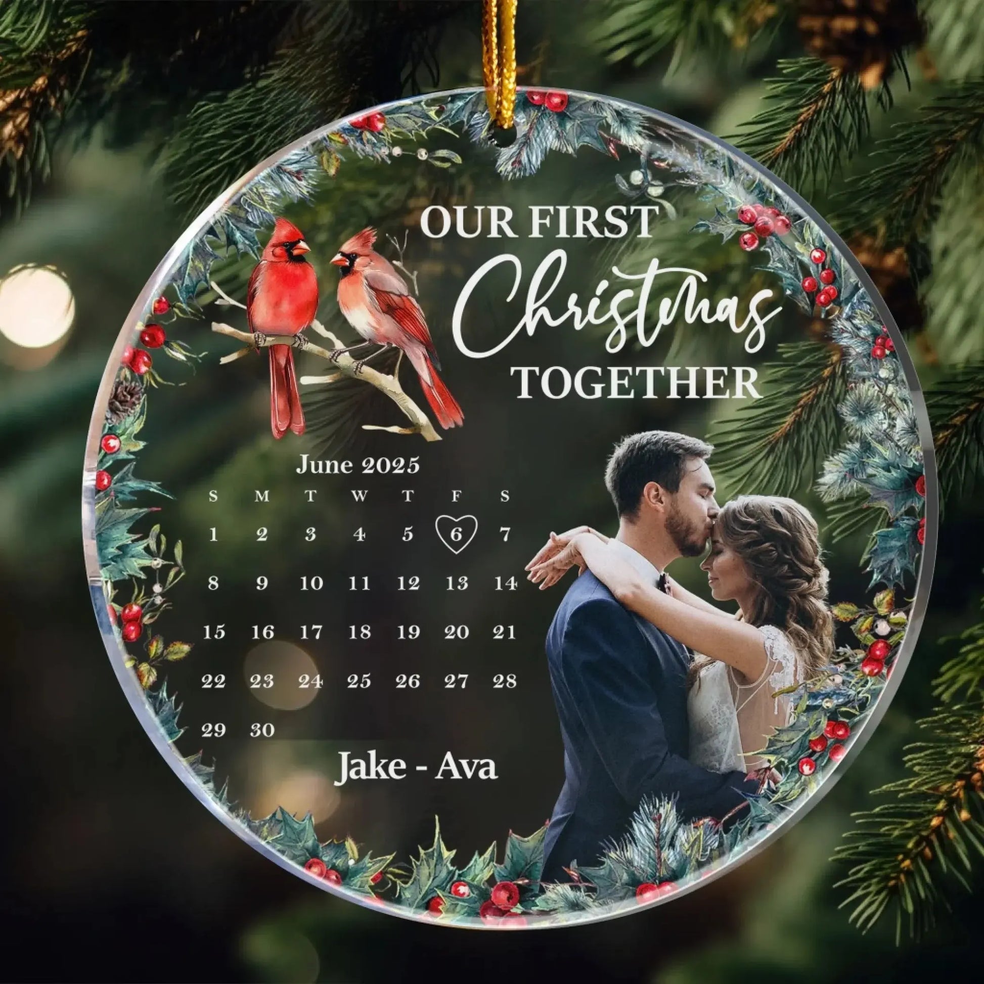 First Christmas Together Couple Ornament – New Version Personalized Acrylic Photo Ornament – Romantic Holiday Gift for Couples in Love  Ezcustomize