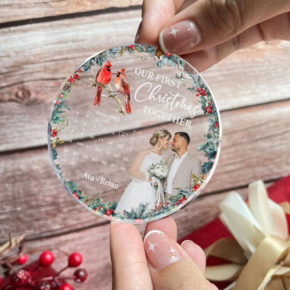 First Christmas Together Couple Ornament – New Version Personalized Acrylic Photo Ornament – Romantic Holiday Gift for Couples in Love  Ezcustomize