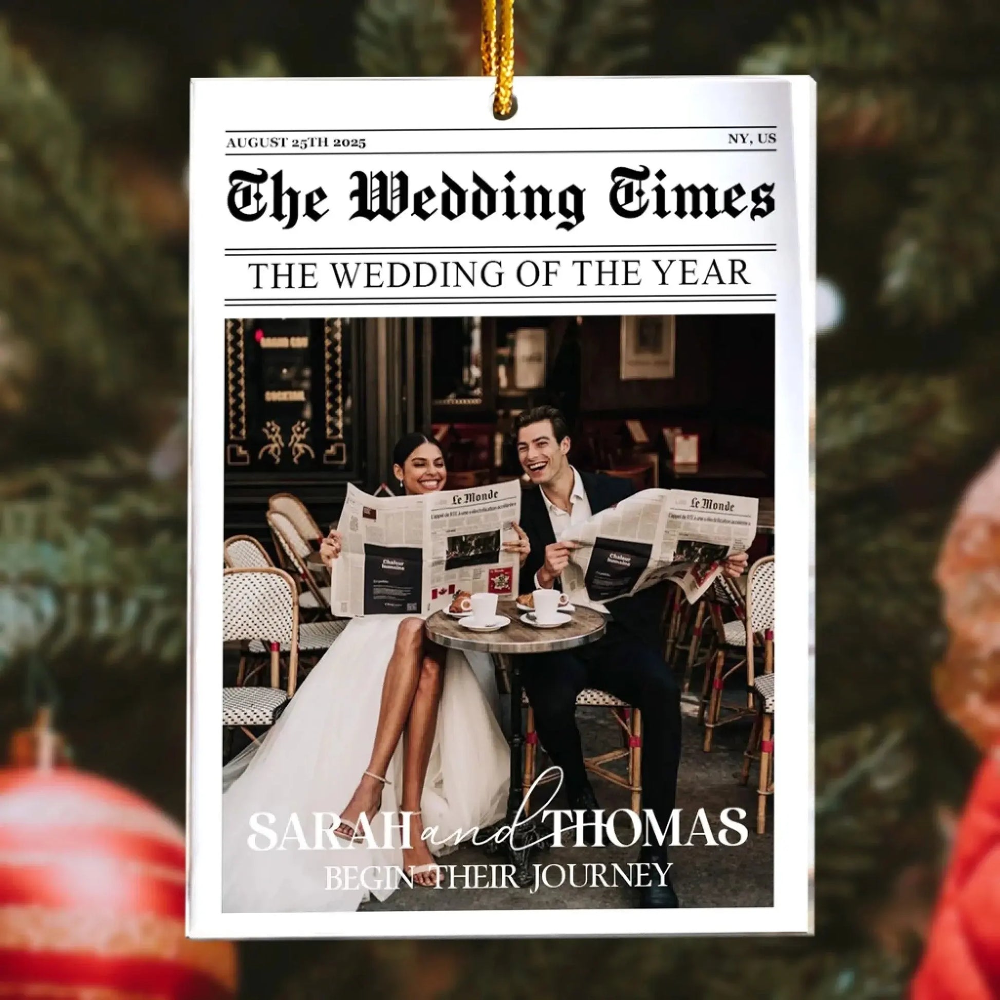 First Christmas Wedding Memory – Personalized Acrylic Photo Ornament – Romantic Holiday Gift for Newlywed Couples  Ezcustomize