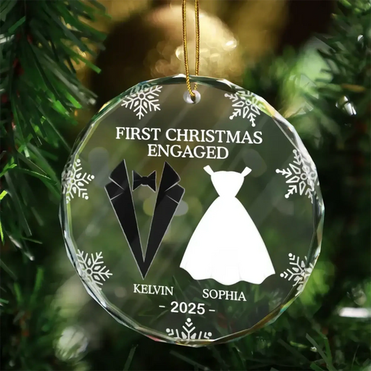 First Christmas as Married Couple – Personalized Heart-Shaped Glass Ornament – Custom Christmas Gift for Husband, Wife, or Couples  Ezcustomize