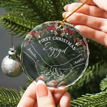 First Christmas as Mr & Mrs – Personalized Crystal Ornament with Romantic Holding Hands Design – Meaningful Holiday Gift for Couples  Ezcustomize