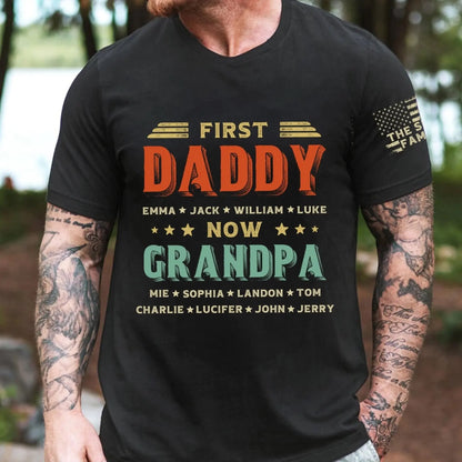 First Dad Now Grandpa Shirt – Personalized Father's Day T-Shirt with Custom Titles & Kids’ Names for Dad or Papa  Ezcustomize