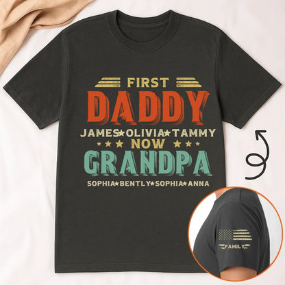 First Dad Now Grandpa Shirt – Personalized Father's Day T-Shirt with Custom Titles & Kids’ Names for Dad or Papa  Ezcustomize