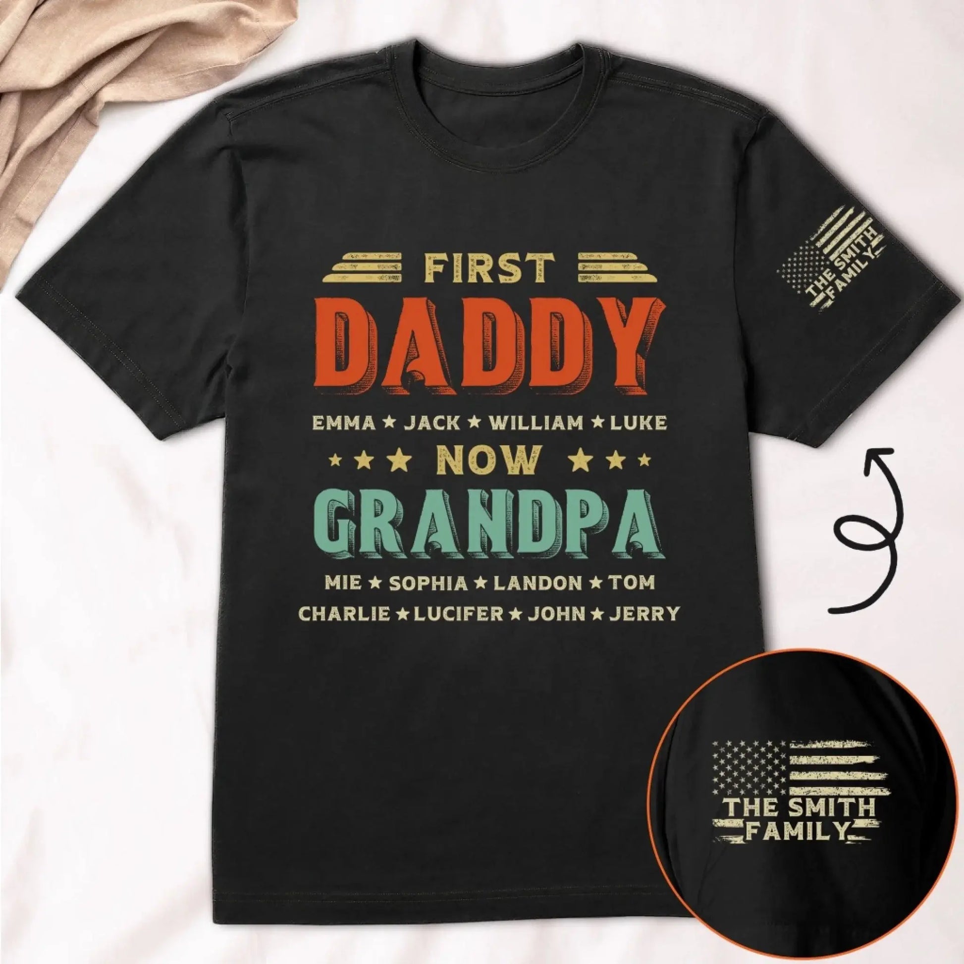 First Dad Now Grandpa Shirt – Personalized Father's Day T-Shirt with Custom Titles & Kids’ Names for Dad or Papa  Ezcustomize