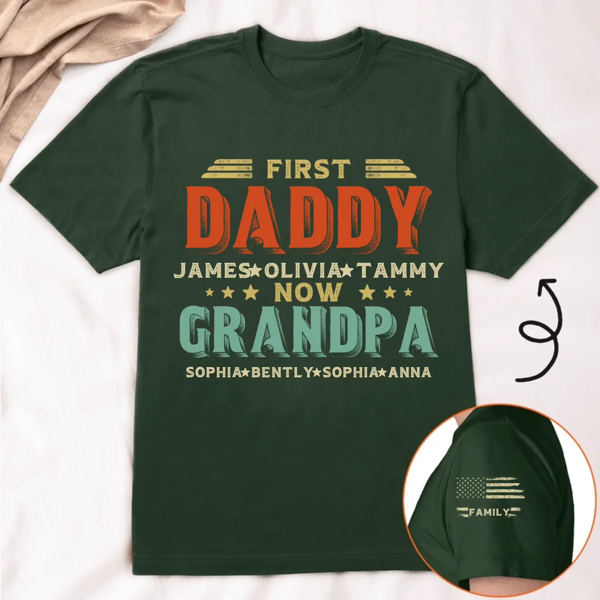 First Dad Now Grandpa Shirt – Personalized Father's Day T-Shirt with Custom Titles & Kids’ Names for Dad or Papa  Ezcustomize