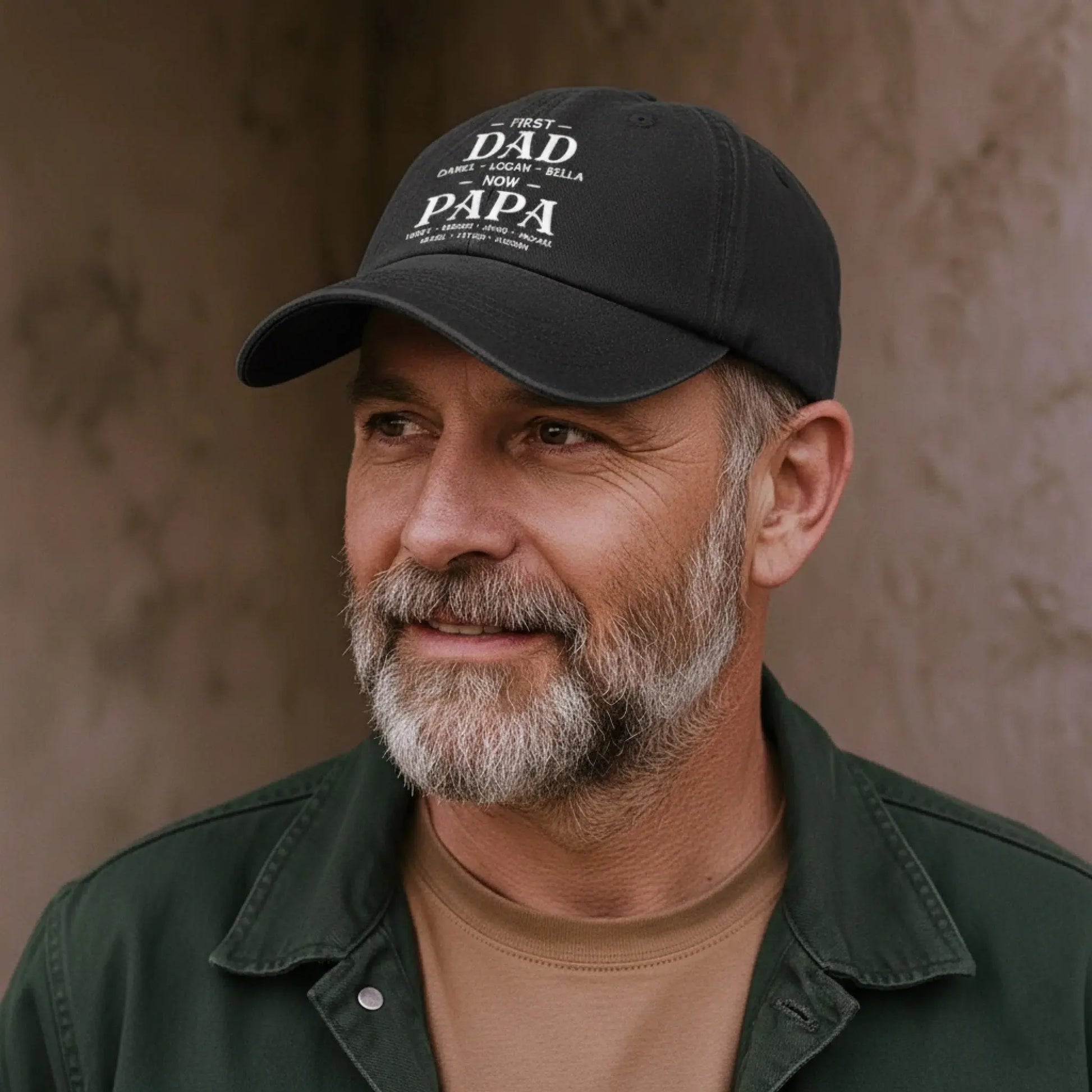 First Dad Now Grandpa With Kids' Names - Personalized Distressed Denim Cap - Gift For Dad or Grandpa  Ezcustomize