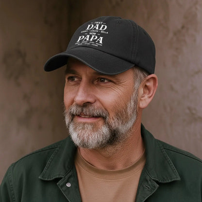 First Dad Now Grandpa With Kids' Names - Personalized Distressed Denim Cap - Gift For Dad or Grandpa  Ezcustomize