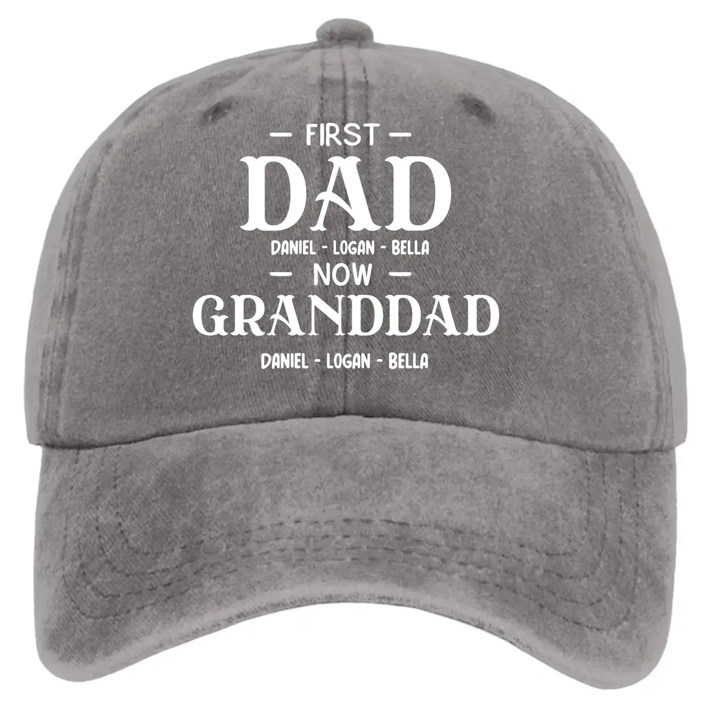 First Dad Now Grandpa With Kids' Names - Personalized Distressed Denim Cap - Gift For Dad or Grandpa  Ezcustomize