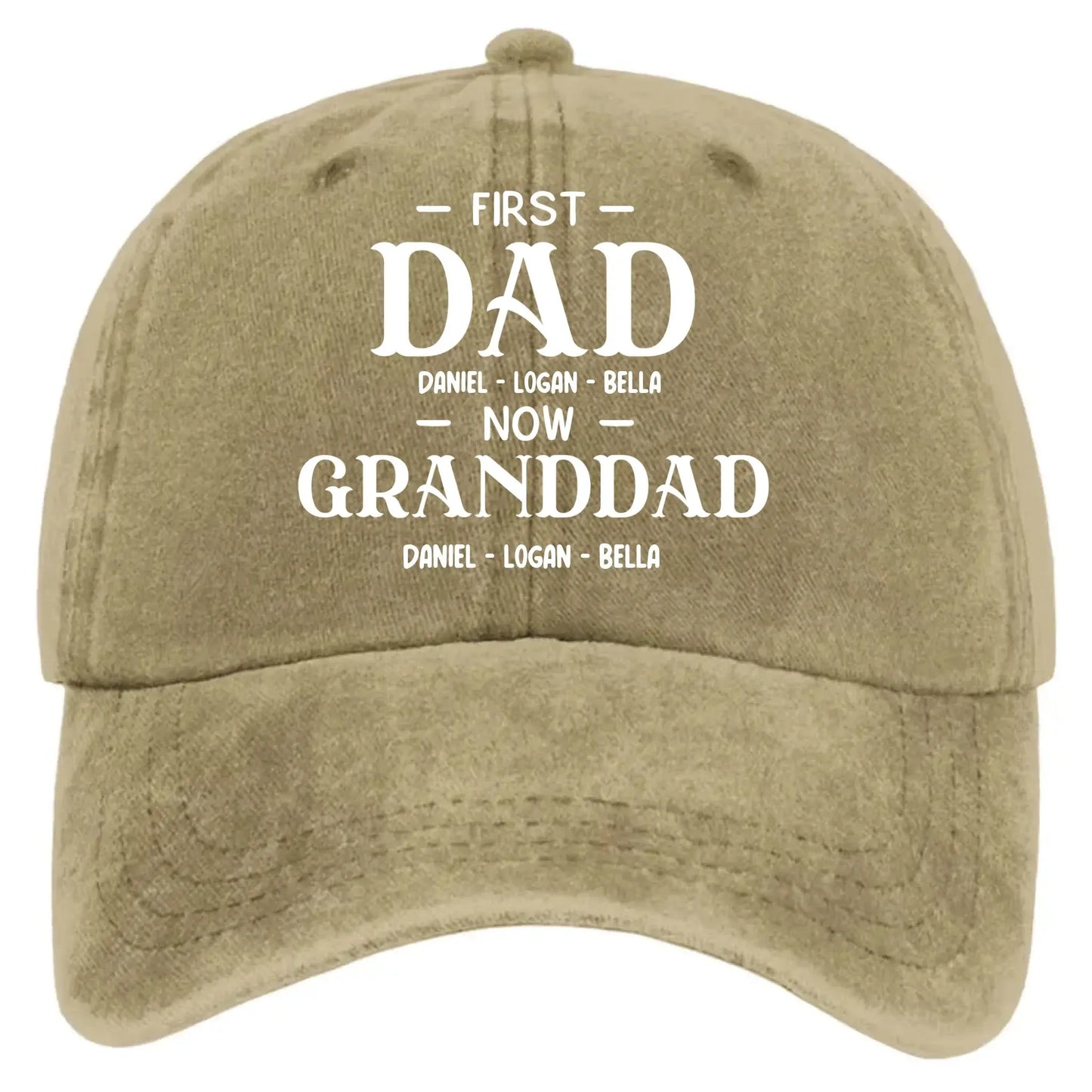 First Dad Now Grandpa With Kids' Names - Personalized Distressed Denim Cap - Gift For Dad or Grandpa  Ezcustomize