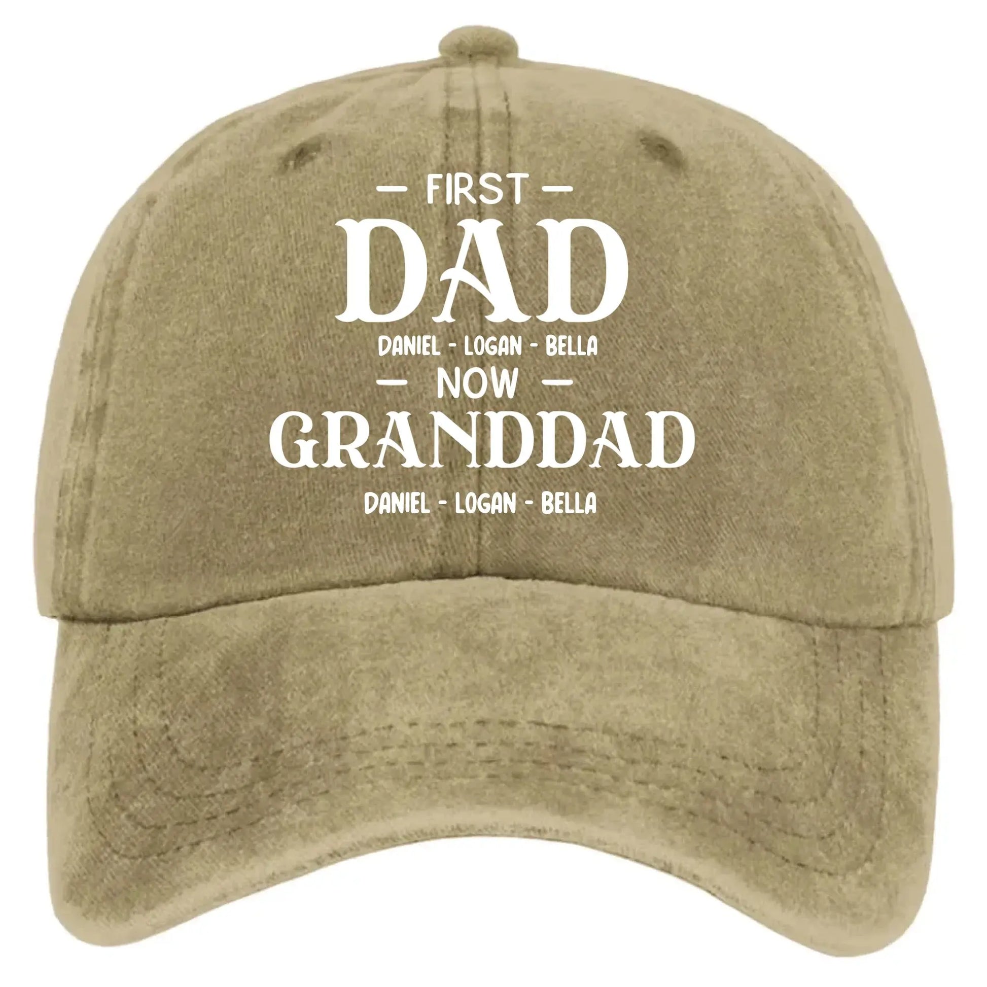 First Dad Now Grandpa With Kids' Names - Personalized Distressed Denim Cap - Gift For Dad or Grandpa  Ezcustomize