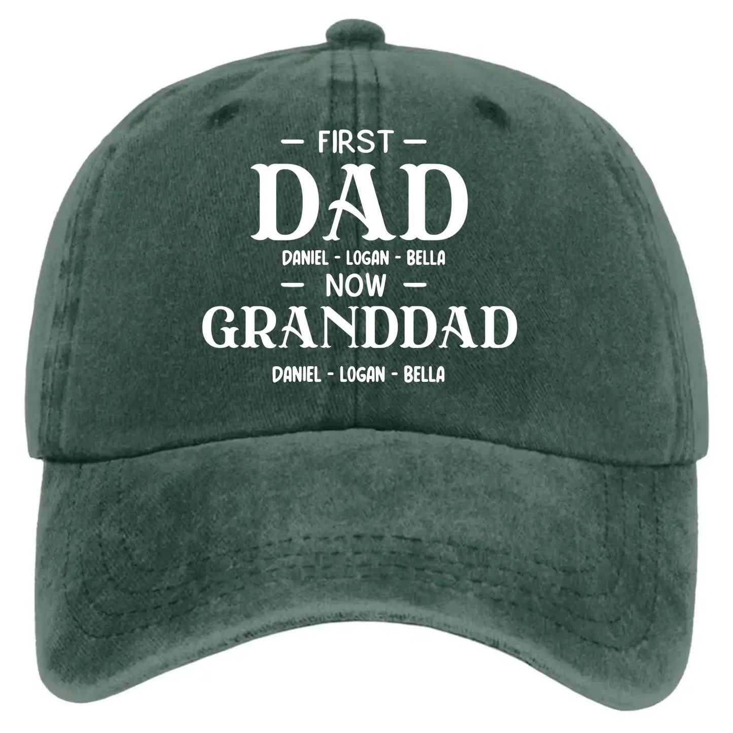 First Dad Now Grandpa With Kids' Names - Personalized Distressed Denim Cap - Gift For Dad or Grandpa  Ezcustomize