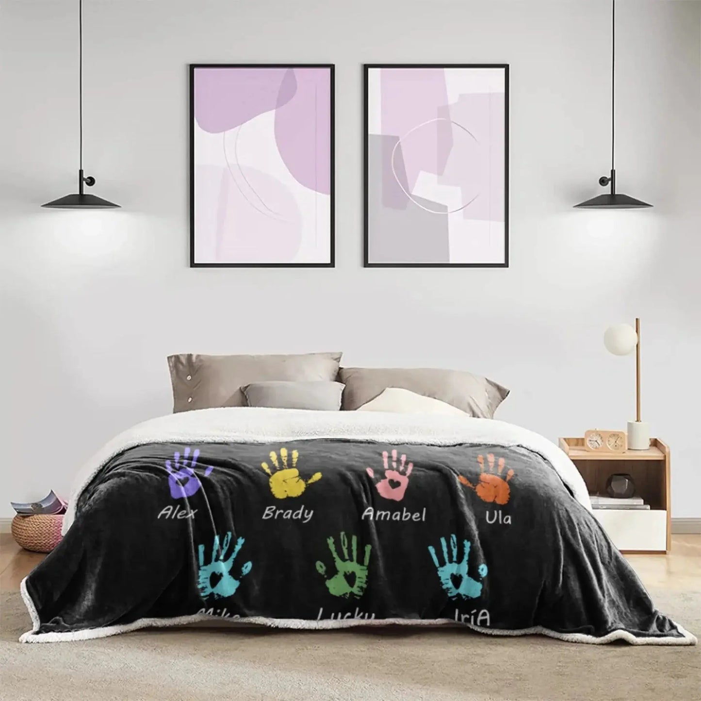 First Dad Now Grandpa's Names Handprint Blanket - Custom Father's Day Gift for Dad, Papa, Grandpa, Daddy, Dada  Ezcustomize