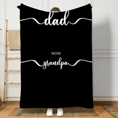 First Dad Now Grandpa's Names Handprint Blanket - Custom Father's Day Gift for Dad, Papa, Grandpa, Daddy, Dada  Ezcustomize