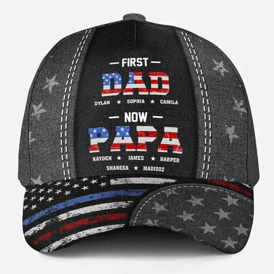 First Dad Now Papa – Personalized Custom Classic Cap Hat – Gift for Dad/Papa/Grandpa  Ezcustomize