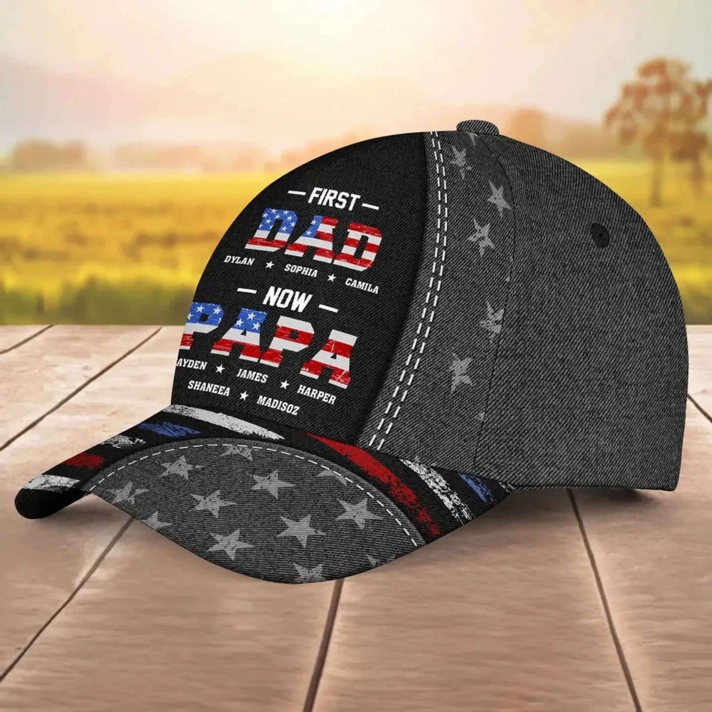 First Dad Now Papa – Personalized Custom Classic Cap Hat – Gift for Dad/Papa/Grandpa  Ezcustomize
