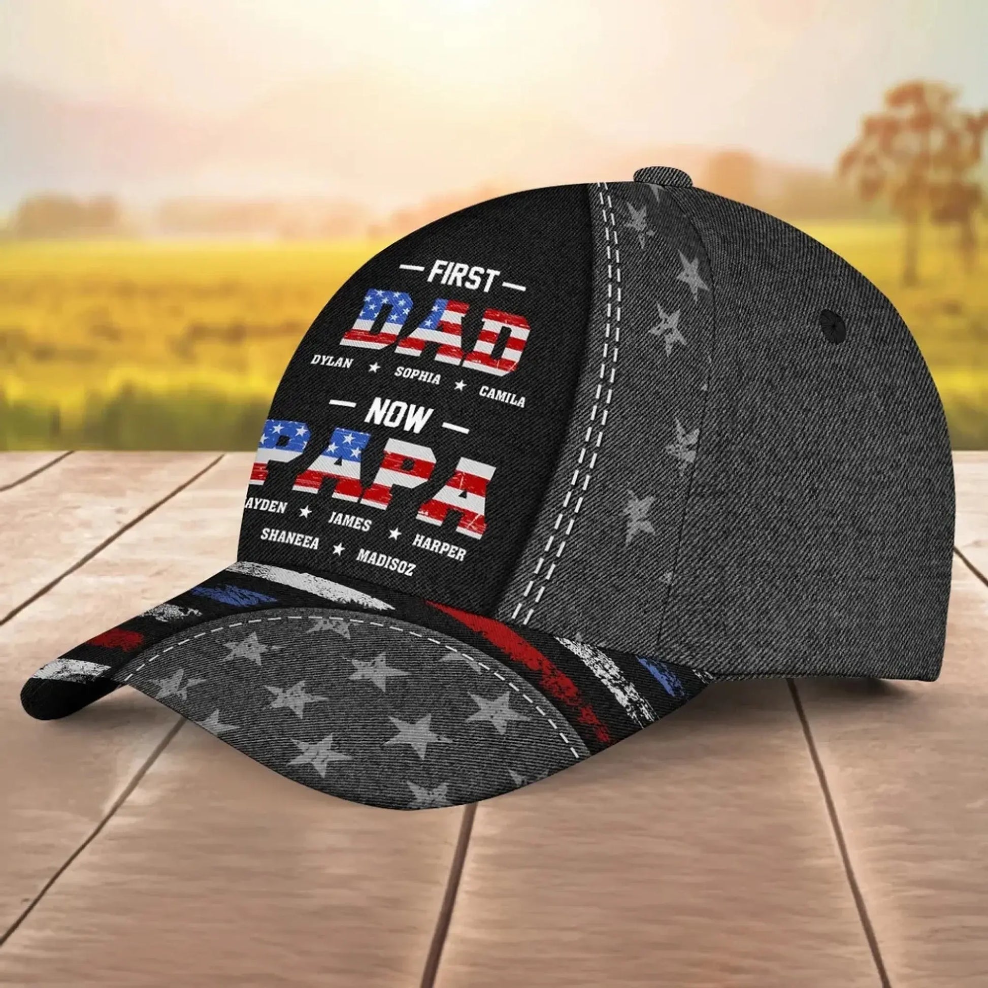 First Dad Now Papa – Personalized Custom Classic Cap Hat – Gift for Dad/Papa/Grandpa  Ezcustomize