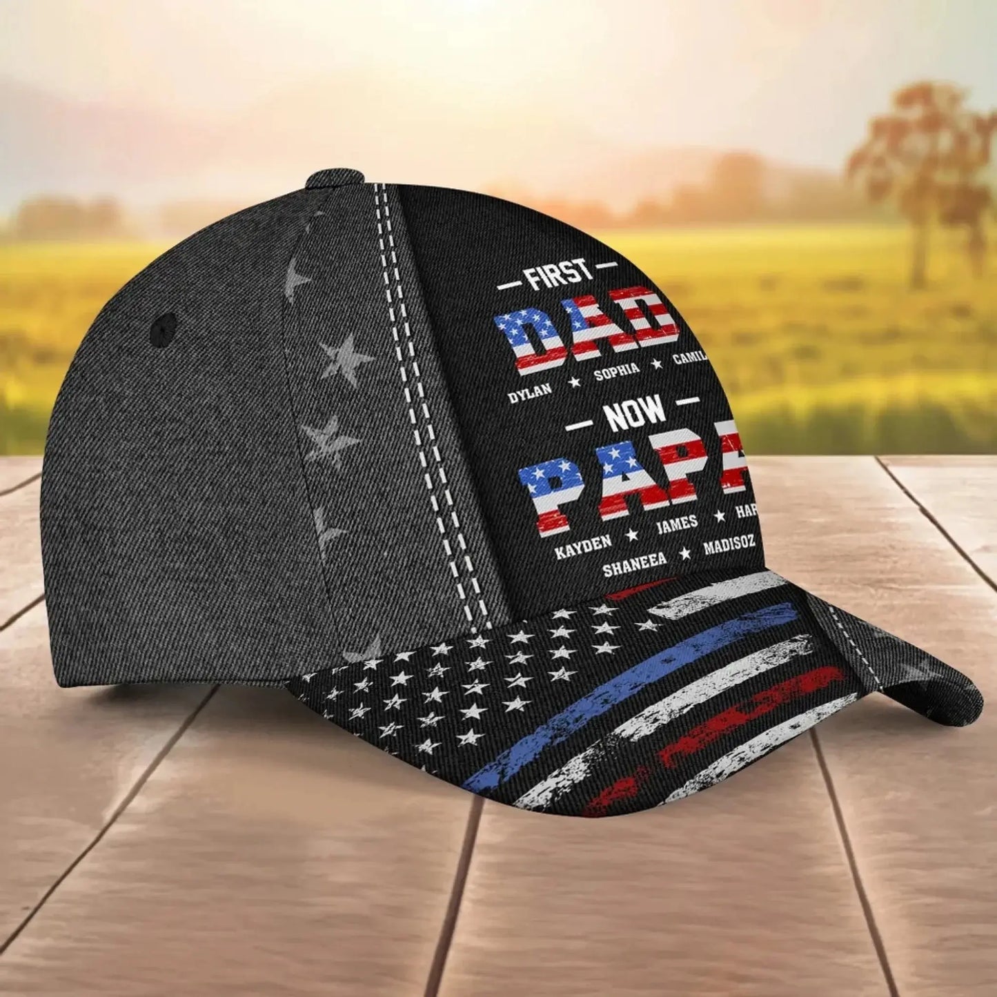 First Dad Now Papa – Personalized Custom Classic Cap Hat – Gift for Dad/Papa/Grandpa  Ezcustomize