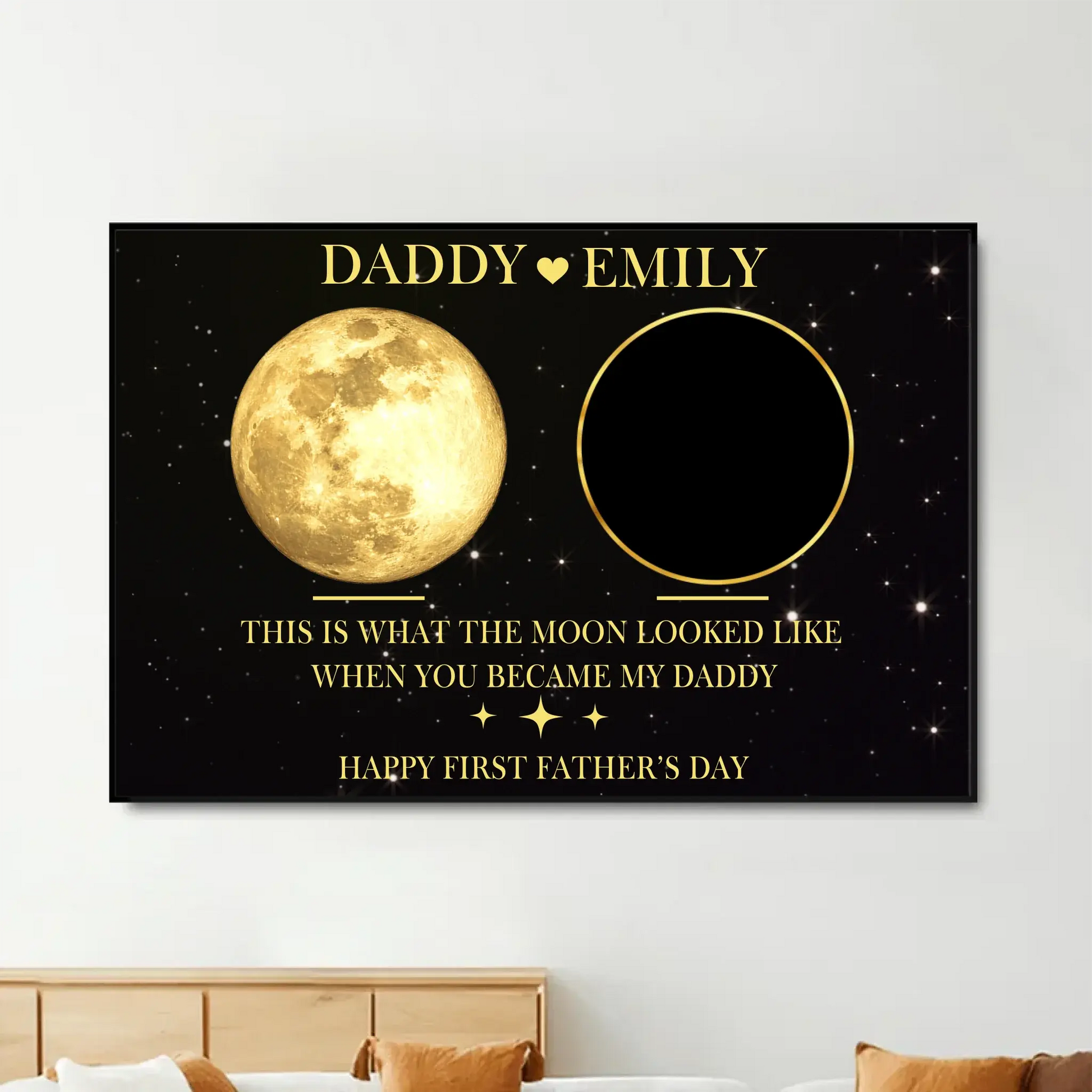 First Father’s Day Photo Wall Art – Personalized Moon Phase Poster/Canvas by Date – Custom Keepsake for New Dad  Ezcustomize