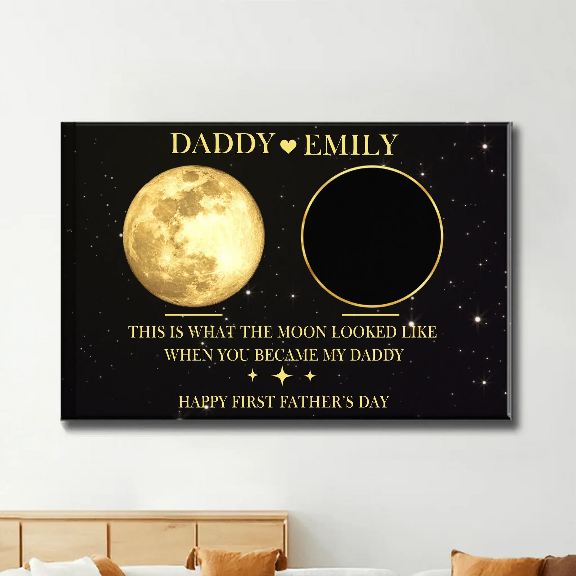 First Father’s Day Photo Wall Art – Personalized Moon Phase Poster/Canvas by Date – Custom Keepsake for New Dad  Ezcustomize