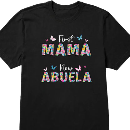 First Mom Now Grandma Floral Custom Name - Personalized Shirt/Hoodie/Sweatshirt - Gift for Mom, Grandma, Grandmother, Nana, Gigi, Mimi  Ezcustomize