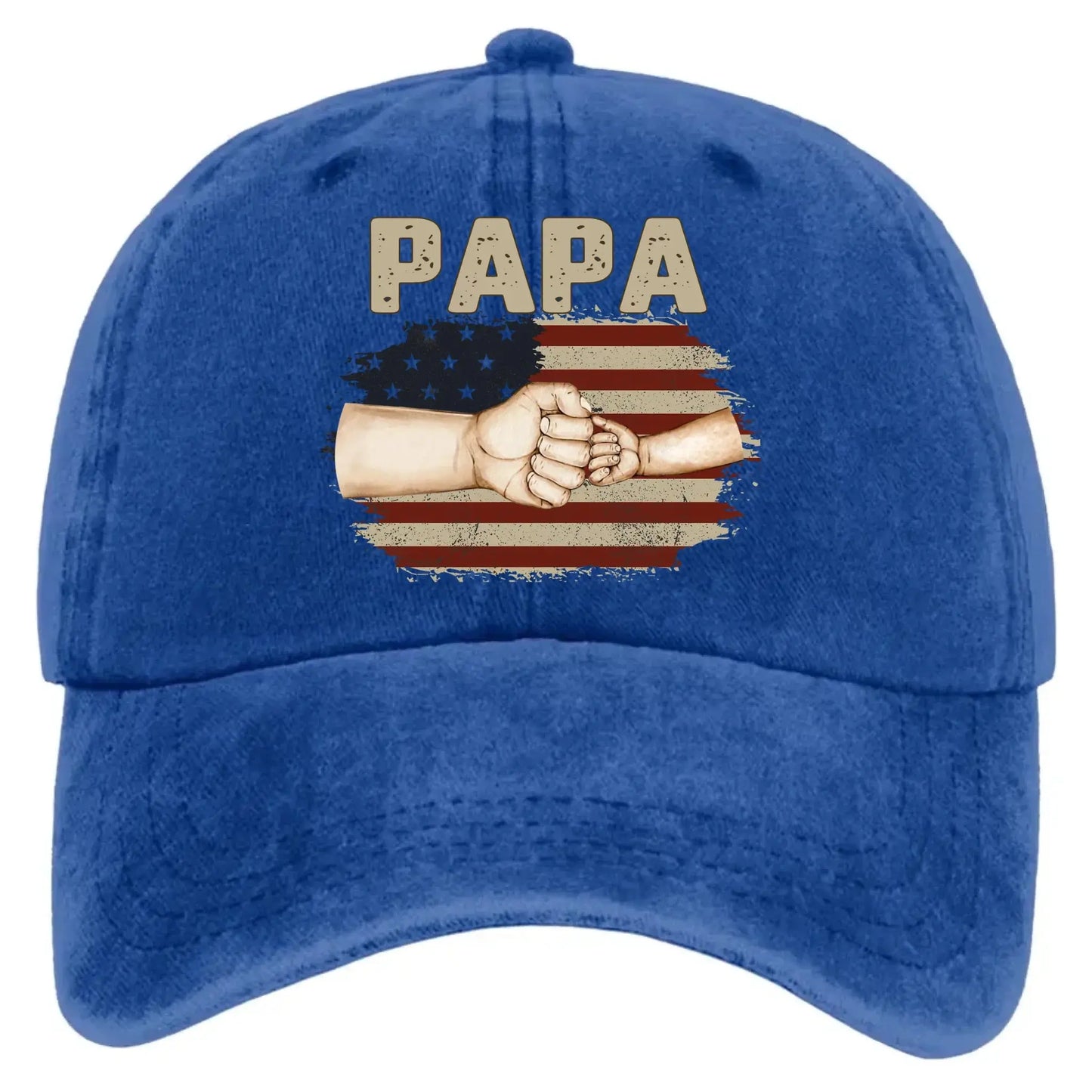 Fistbump Papa We Love You – Personalized Distressed Denim Cap Hat – Heartfelt Father’s Day & Birthday Gift for Papa and Grandpa  Ezcustomize