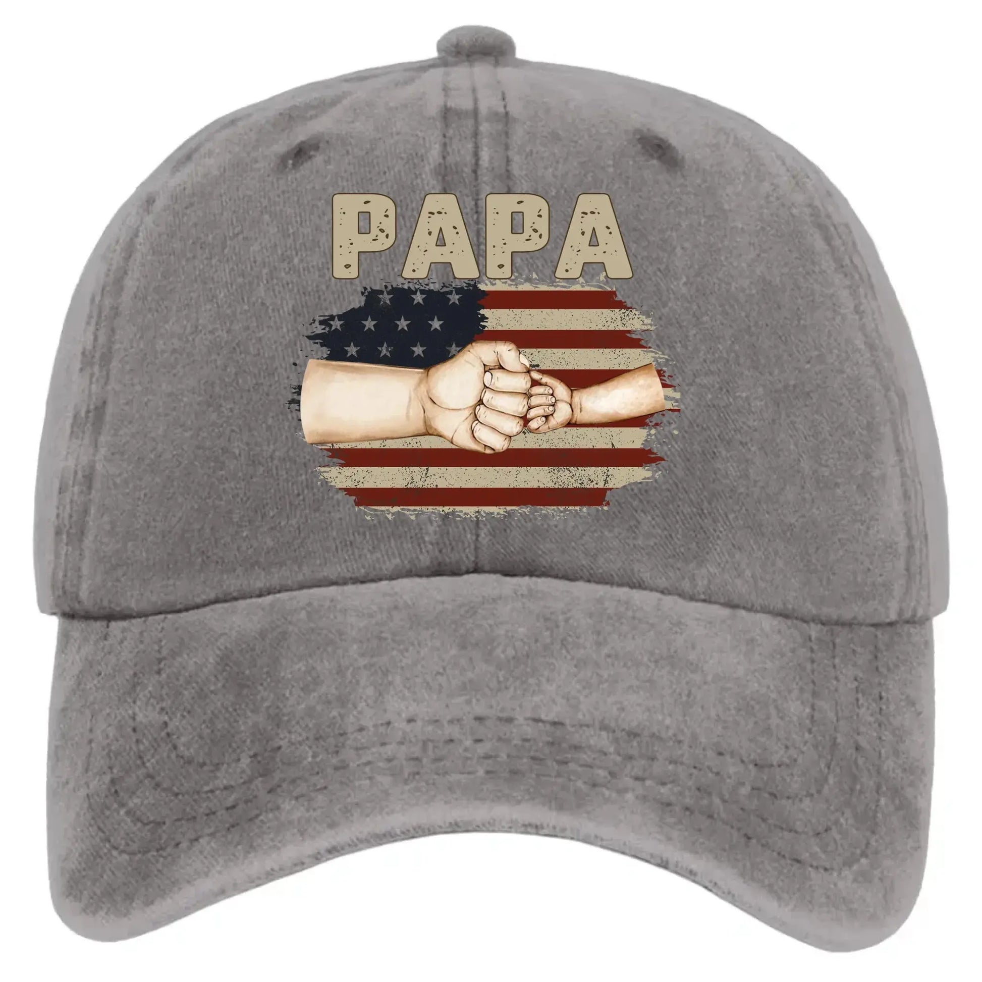 Fistbump Papa We Love You – Personalized Distressed Denim Cap Hat – Heartfelt Father’s Day & Birthday Gift for Papa and Grandpa  Ezcustomize