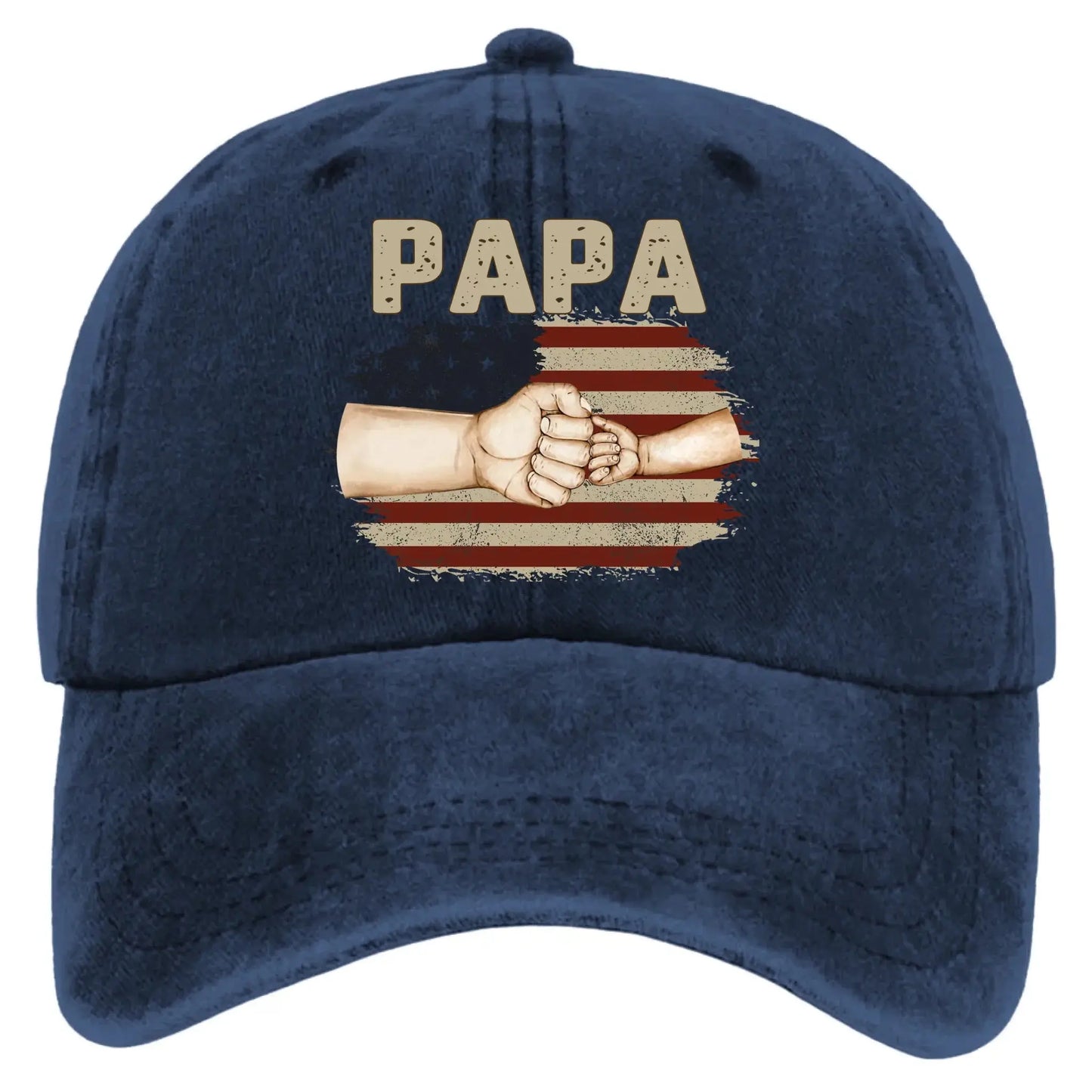 Fistbump Papa We Love You – Personalized Distressed Denim Cap Hat – Heartfelt Father’s Day & Birthday Gift for Papa and Grandpa  Ezcustomize