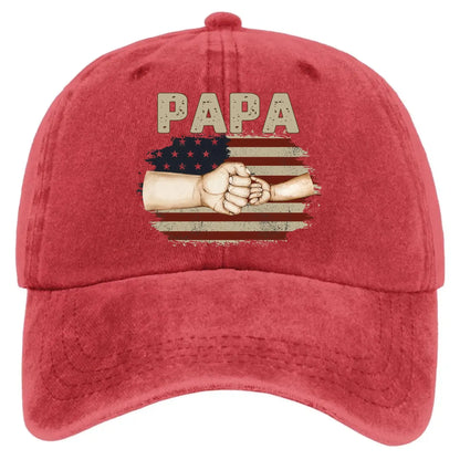 Fistbump Papa We Love You – Personalized Distressed Denim Cap Hat – Heartfelt Father’s Day & Birthday Gift for Papa and Grandpa  Ezcustomize