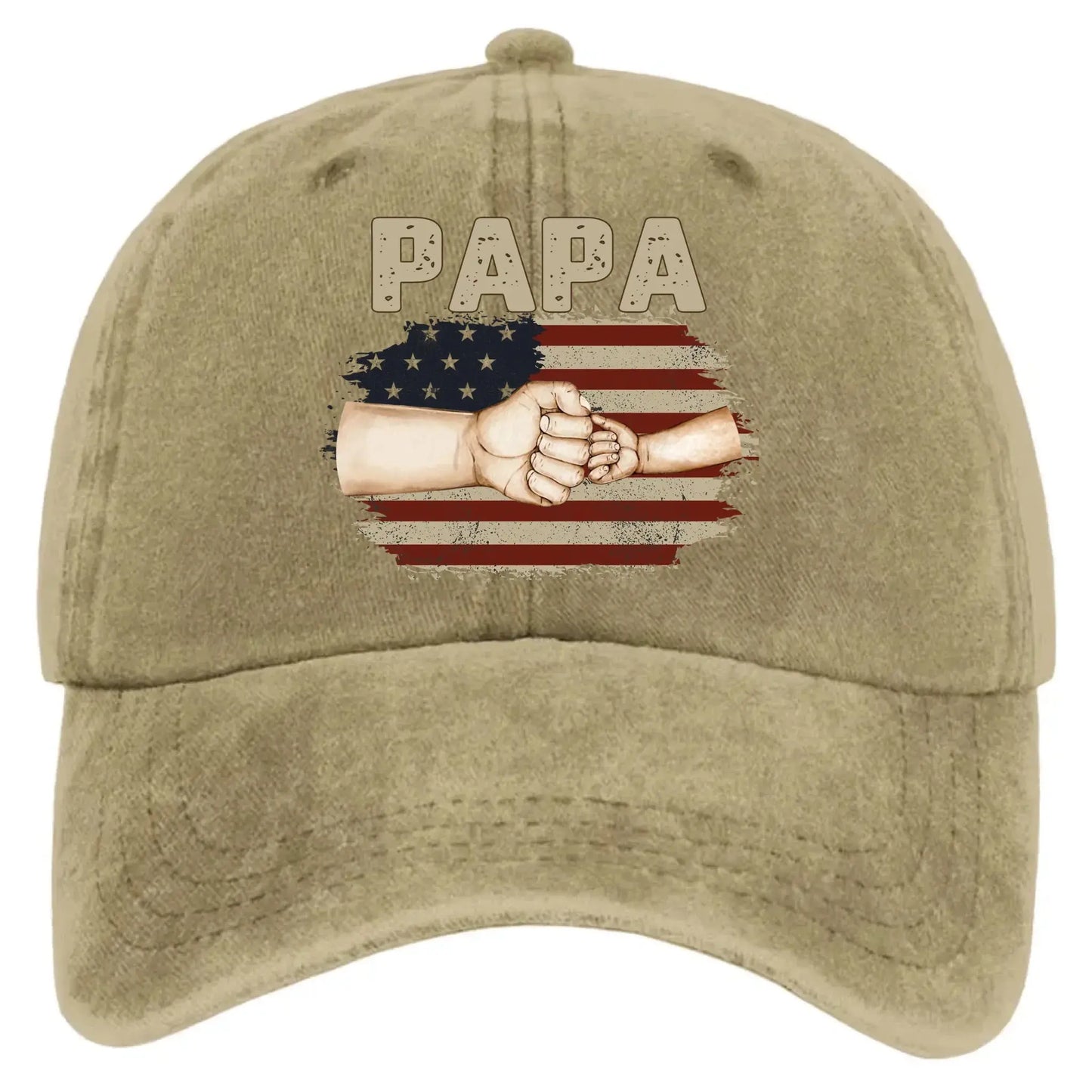 Fistbump Papa We Love You – Personalized Distressed Denim Cap Hat – Heartfelt Father’s Day & Birthday Gift for Papa and Grandpa  Ezcustomize