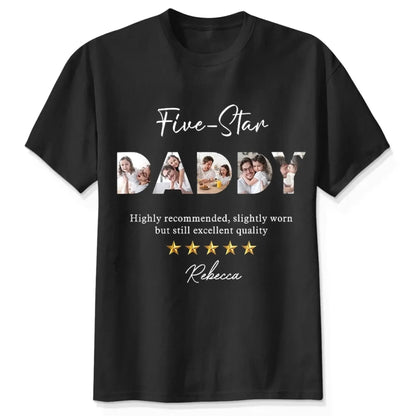 Five-Star Dad Custom Photo T-Shirt – Personalized Shirt with Star Rating & Picture – Unique Gift for Father’s Day or Birthday  Ezcustomize