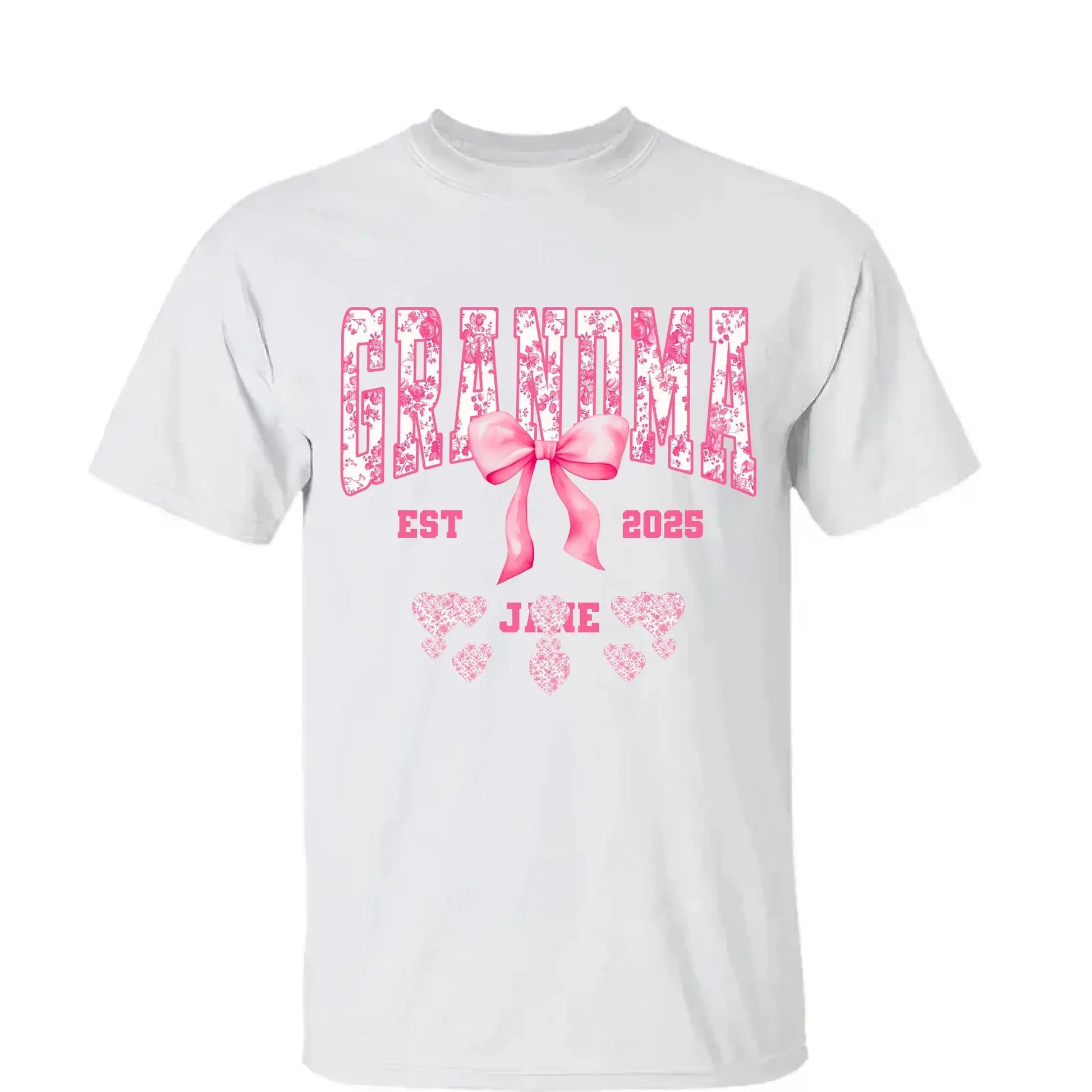 Floral Grandma Shirt with Bow – Personalized Name & Year T-Shirt Gift for Nana, Gigi, Mimi, Grandma  Ezcustomize