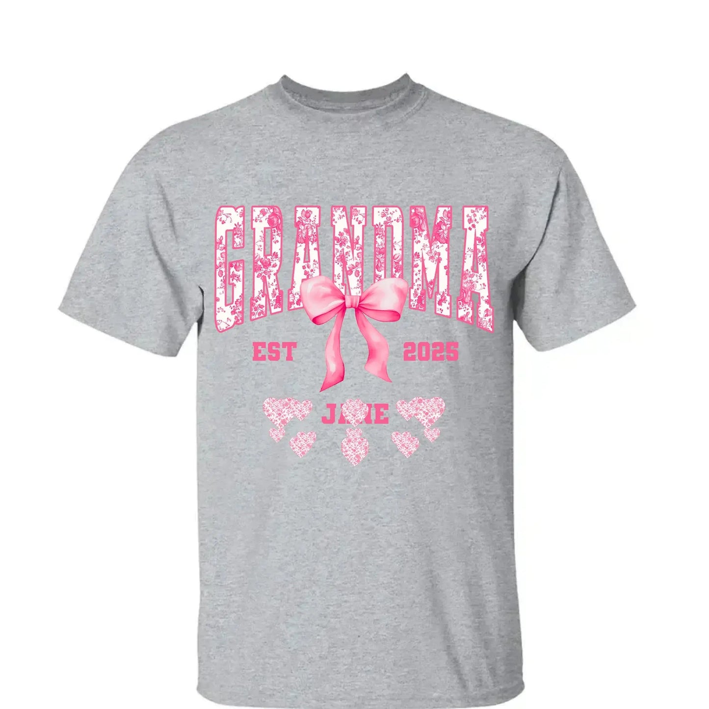 Floral Grandma Shirt with Bow – Personalized Name & Year T-Shirt Gift for Nana, Gigi, Mimi, Grandma  Ezcustomize