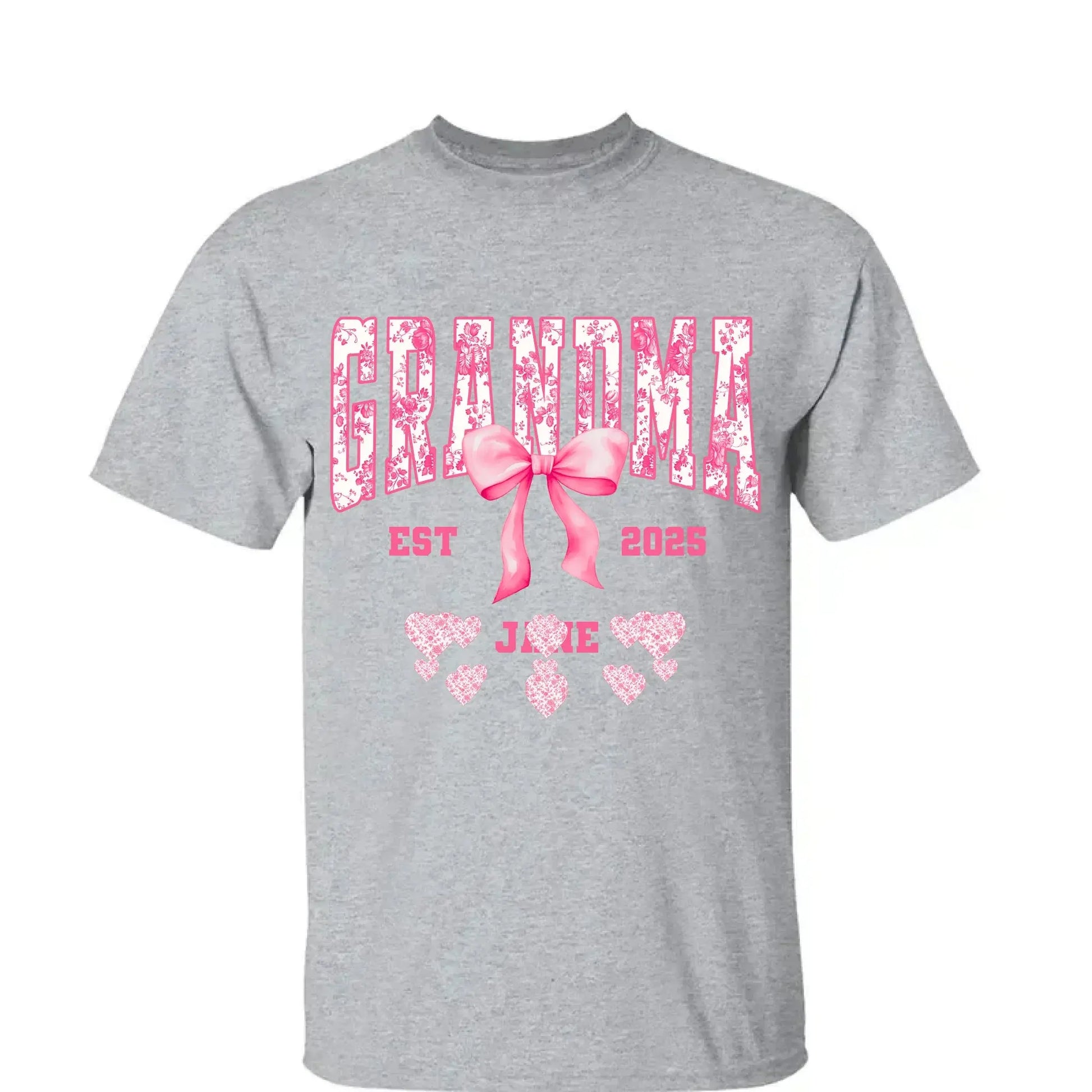 Floral Grandma Shirt with Bow – Personalized Name & Year T-Shirt Gift for Nana, Gigi, Mimi, Grandma  Ezcustomize