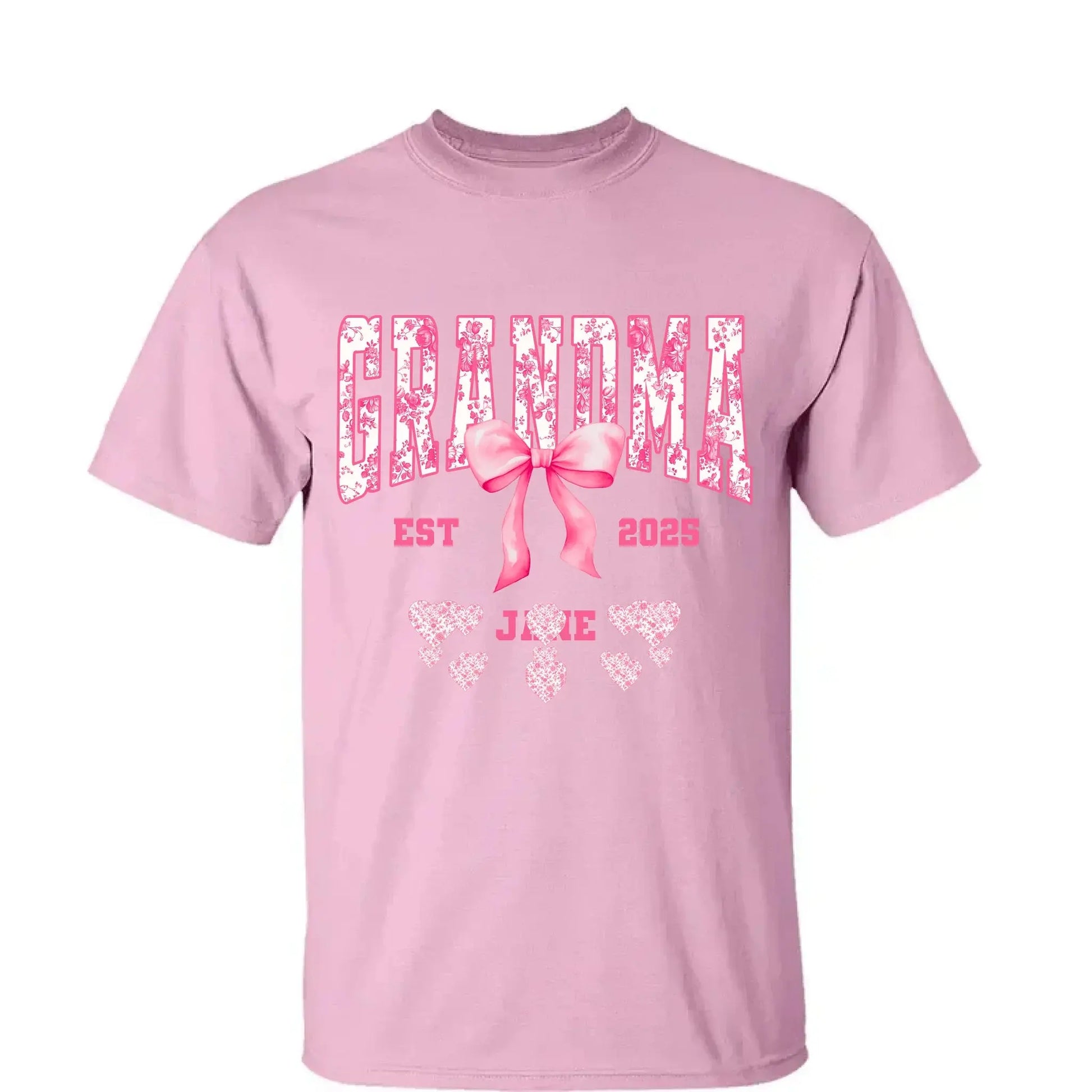 Floral Grandma Shirt with Bow – Personalized Name & Year T-Shirt Gift for Nana, Gigi, Mimi, Grandma  Ezcustomize
