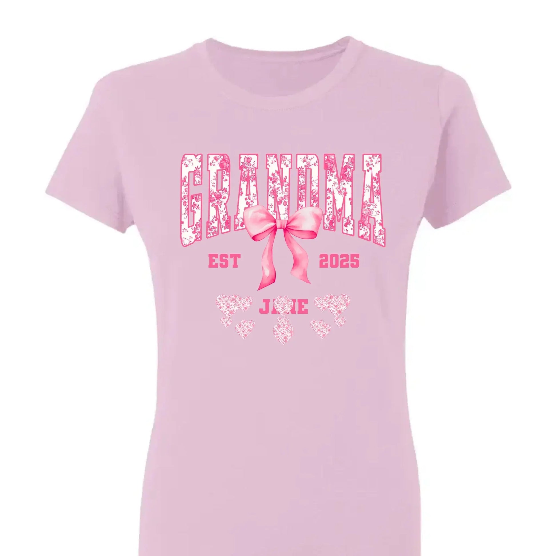 Floral Grandma Shirt with Bow – Personalized Name & Year T-Shirt Gift for Nana, Gigi, Mimi, Grandma  Ezcustomize