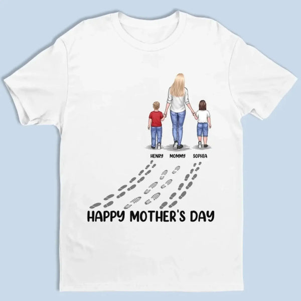 Following In Your Footsteps With Love – Personalized T-Shirt/Hoodie for Mom or Grandma, Custom Mother’s Day Gift from Family